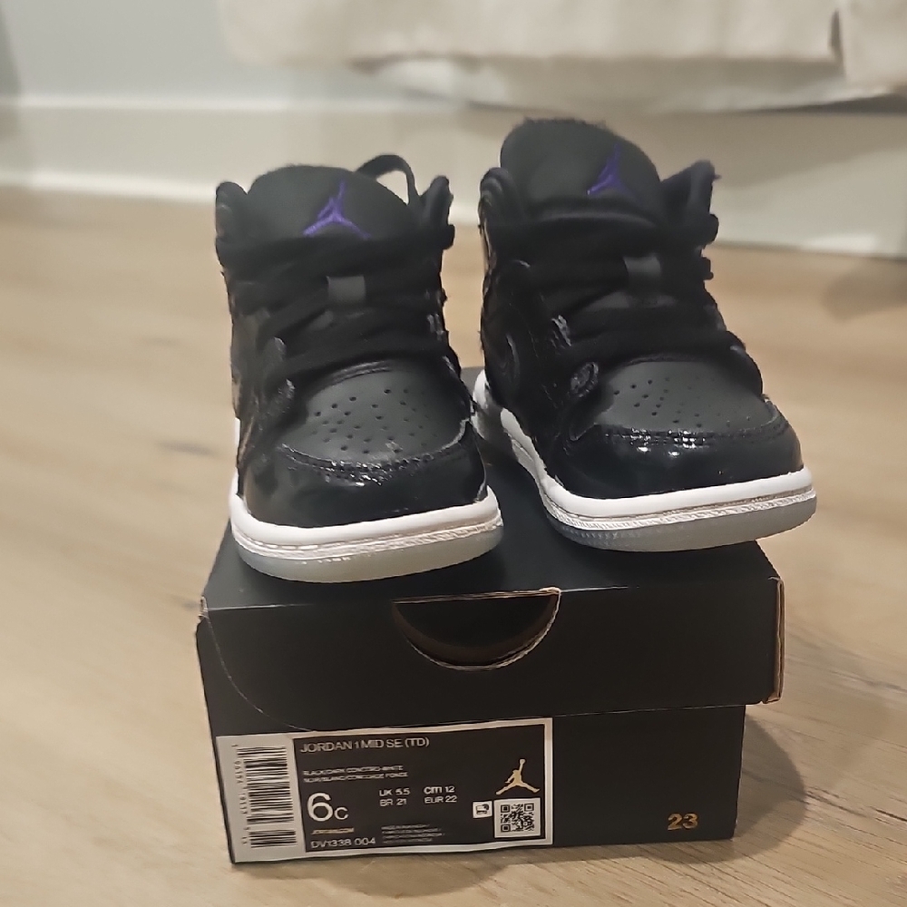 Jordan 1s 'Space Jam' Kids Sneakers in Black, Blue and Purple